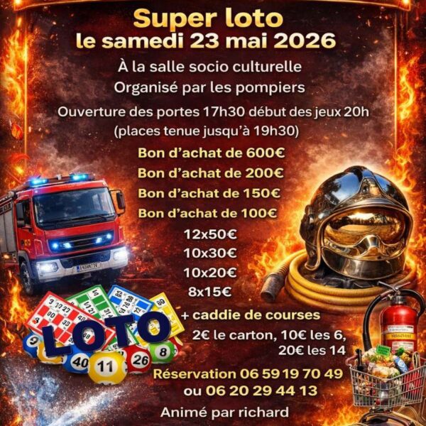 Loto organisé par l&rsquo;Amicale des Sapeurs Pompiers