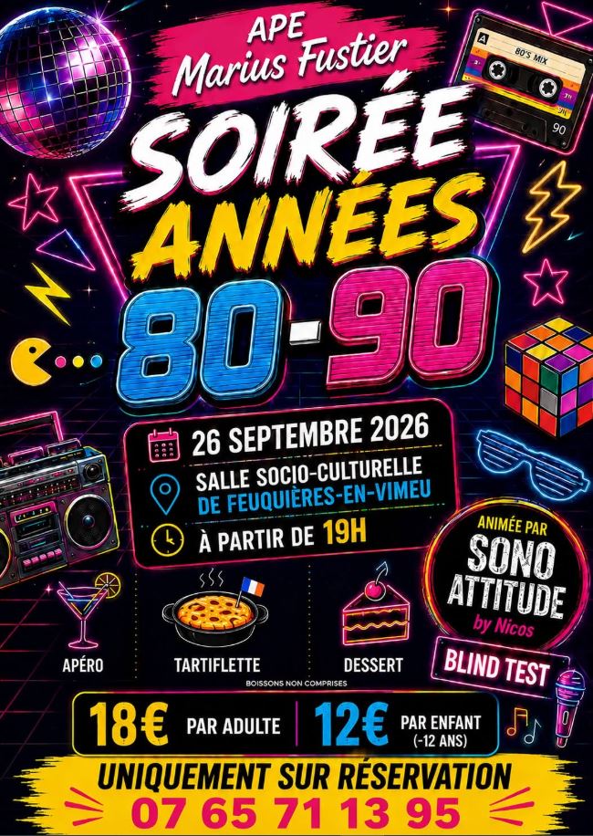 Lire la suite à propos de l’article Soirée Années 80-90 par l&rsquo;APE Marius Fustier