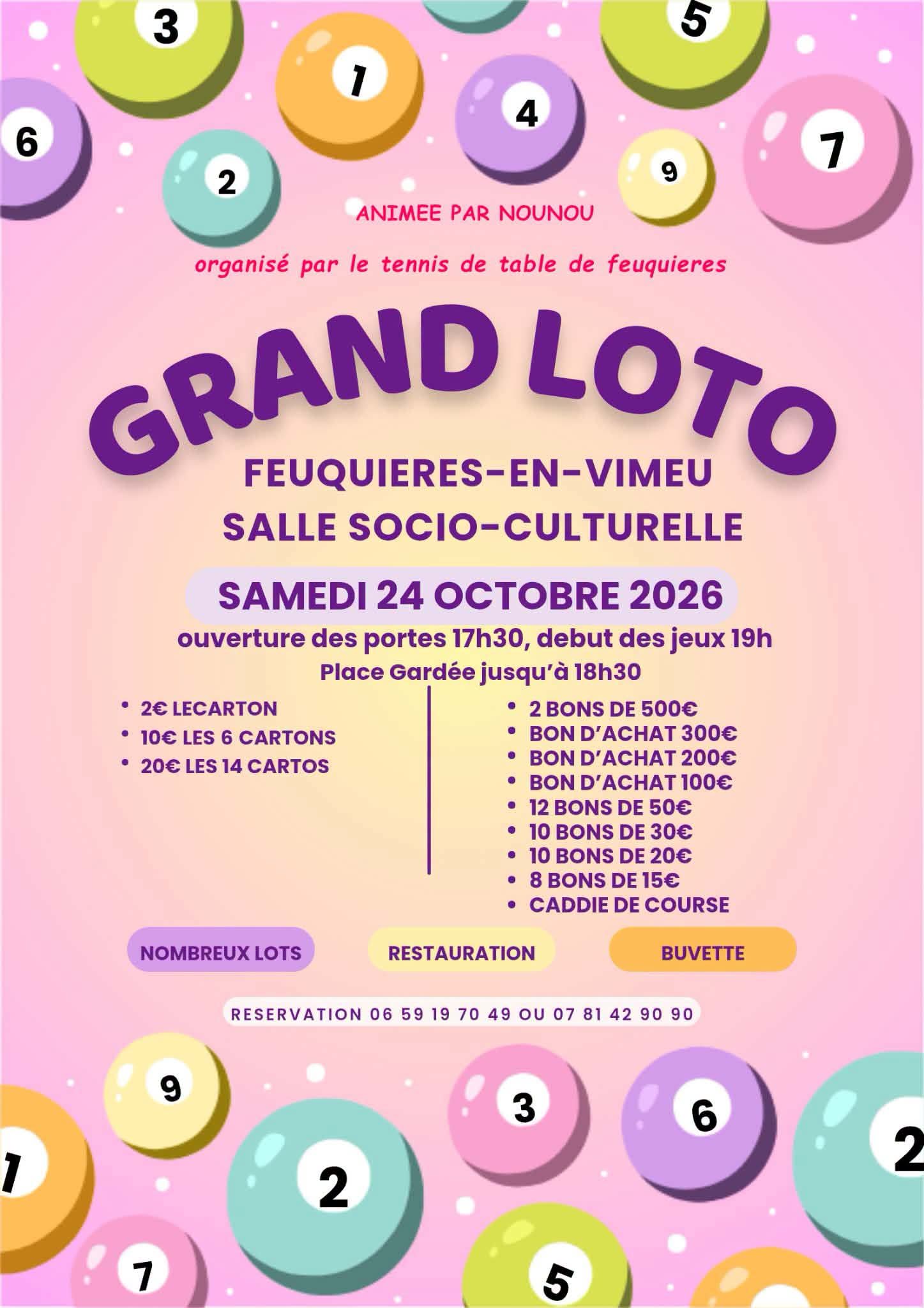 Lire la suite à propos de l’article Loto organisé par le Tennis de Table